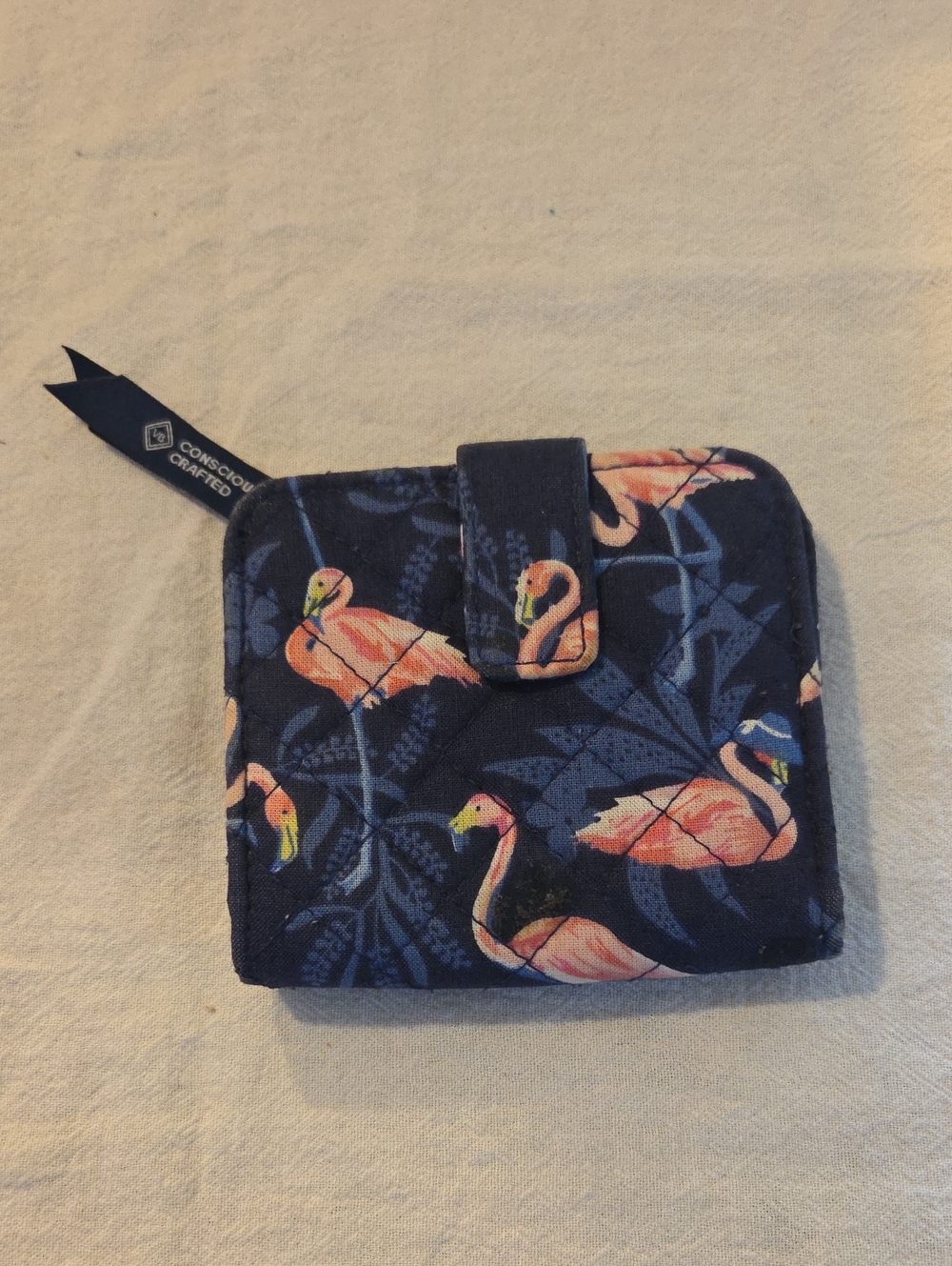 Vera Bradley Quilted Flamingo Print Wallet - Navy & Pink